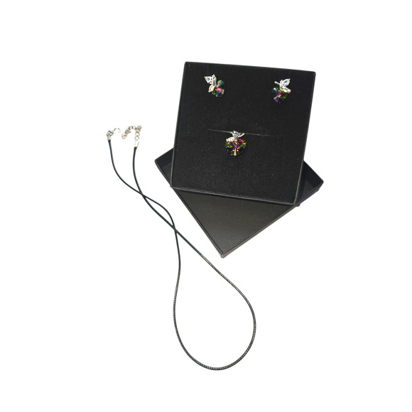 Rubylishious 
Silver set of earrings and pendant butterfly with multicolor heart - Picture 1 of 2